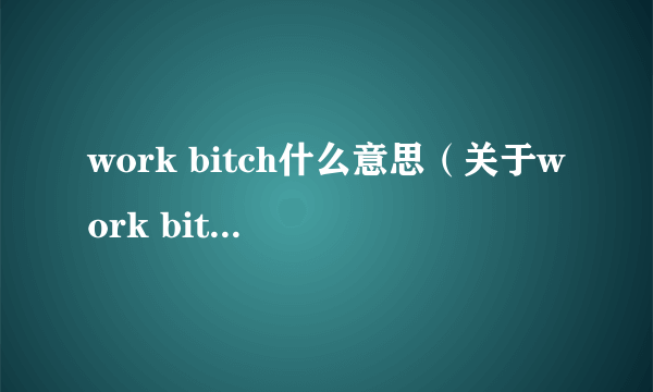 work bitch什么意思（关于work bitch什么意思的简介）