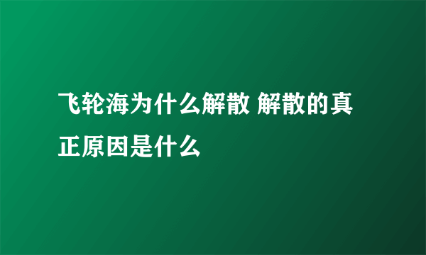 飞轮海为什么解散 解散的真正原因是什么