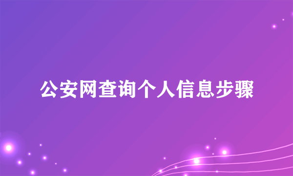 公安网查询个人信息步骤