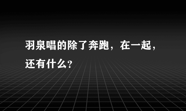 羽泉唱的除了奔跑，在一起，还有什么？