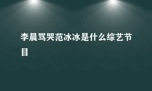 李晨骂哭范冰冰是什么综艺节目