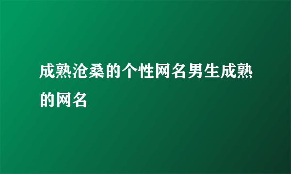 成熟沧桑的个性网名男生成熟的网名