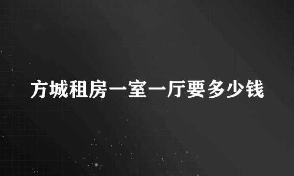 方城租房一室一厅要多少钱