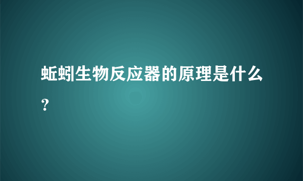 蚯蚓生物反应器的原理是什么？