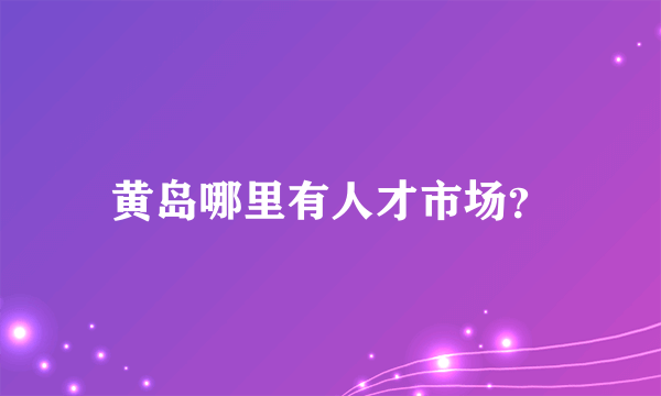 黄岛哪里有人才市场？