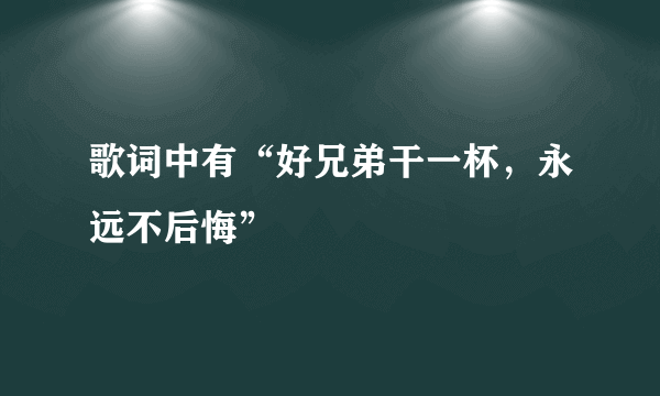 歌词中有“好兄弟干一杯，永远不后悔”