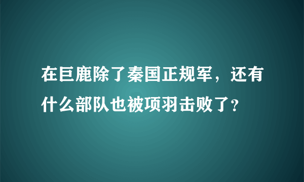 在巨鹿除了秦国正规军，还有什么部队也被项羽击败了？