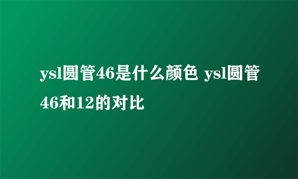 ysl圆管46是什么颜色 ysl圆管46和12的对比