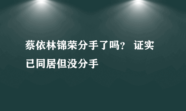 蔡依林锦荣分手了吗？ 证实已同居但没分手