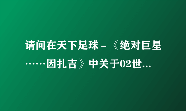 请问在天下足球－《绝对巨星……因扎吉》中关于02世界杯时的一段小提琴奏是什么曲子？