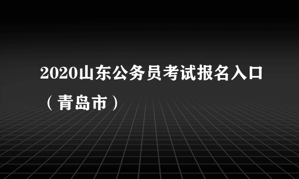 2020山东公务员考试报名入口（青岛市）