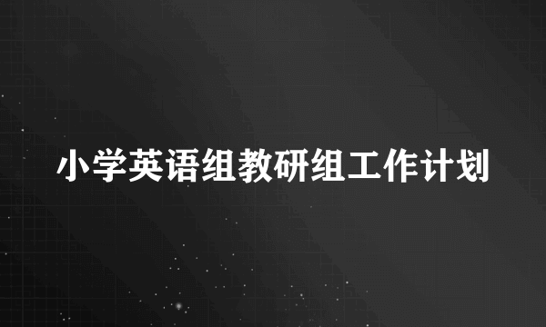 小学英语组教研组工作计划