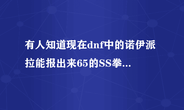 有人知道现在dnf中的诺伊派拉能报出来65的SS拳套吗？有爆过的吗？