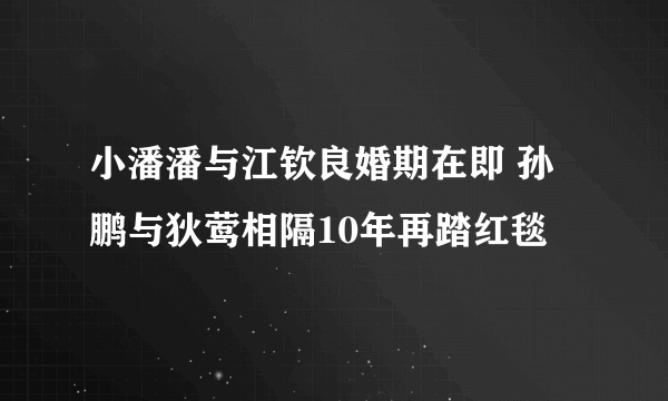 小潘潘与江钦良婚期在即 孙鹏与狄莺相隔10年再踏红毯