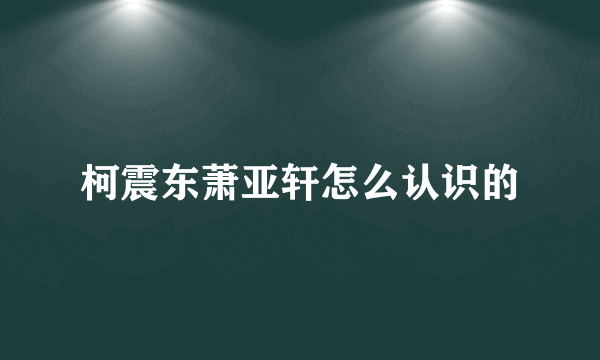 柯震东萧亚轩怎么认识的