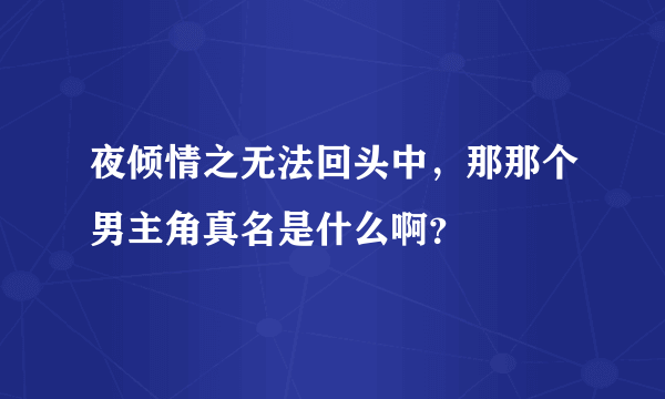 夜倾情之无法回头中，那那个男主角真名是什么啊？