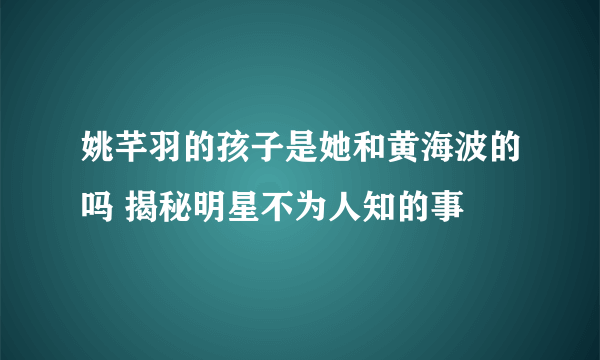 姚芊羽的孩子是她和黄海波的吗 揭秘明星不为人知的事