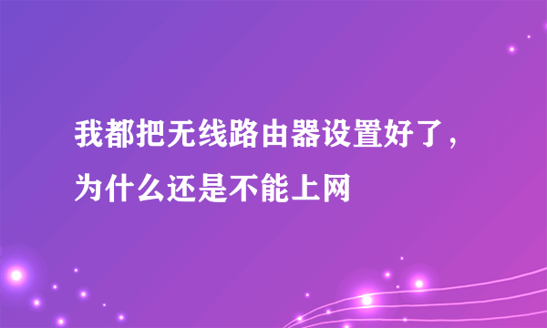 我都把无线路由器设置好了，为什么还是不能上网