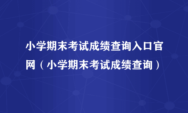 小学期末考试成绩查询入口官网（小学期末考试成绩查询）