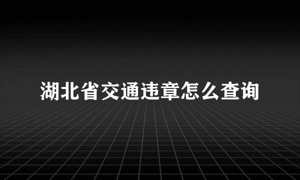 湖北省交通违章怎么查询