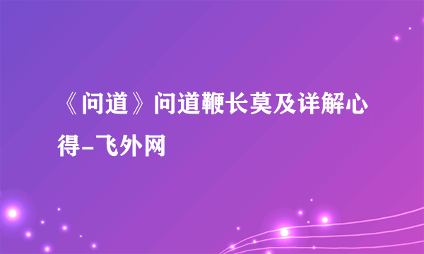 《问道》问道鞭长莫及详解心得-飞外网