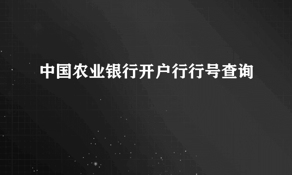 中国农业银行开户行行号查询