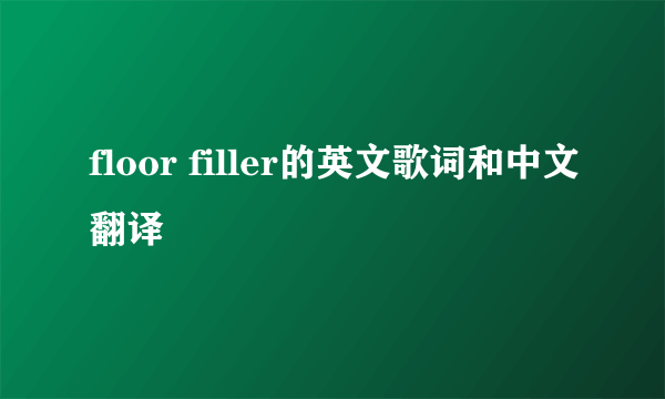floor filler的英文歌词和中文翻译