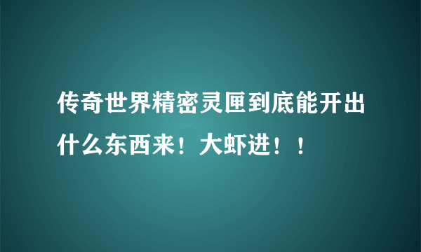 传奇世界精密灵匣到底能开出什么东西来！大虾进！！