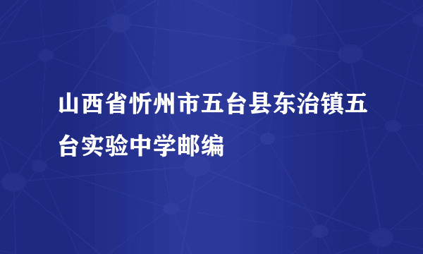 山西省忻州市五台县东治镇五台实验中学邮编