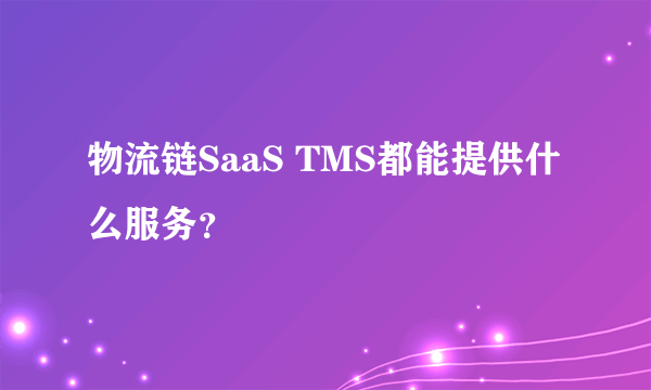 物流链SaaS TMS都能提供什么服务？