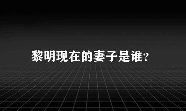 黎明现在的妻子是谁？