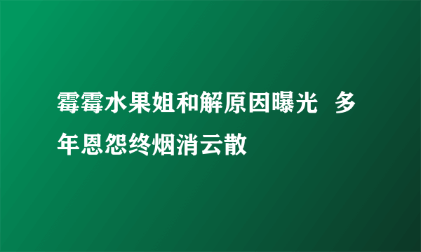 霉霉水果姐和解原因曝光  多年恩怨终烟消云散