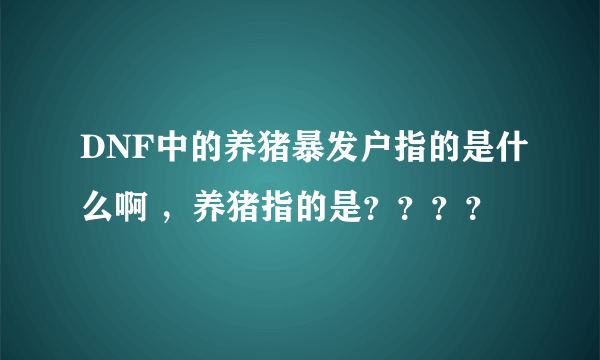 DNF中的养猪暴发户指的是什么啊 ，养猪指的是？？？？