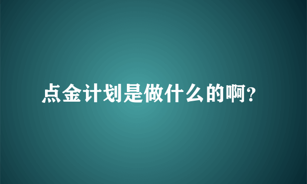 点金计划是做什么的啊？