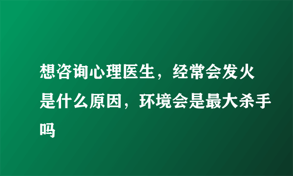 想咨询心理医生，经常会发火是什么原因，环境会是最大杀手吗