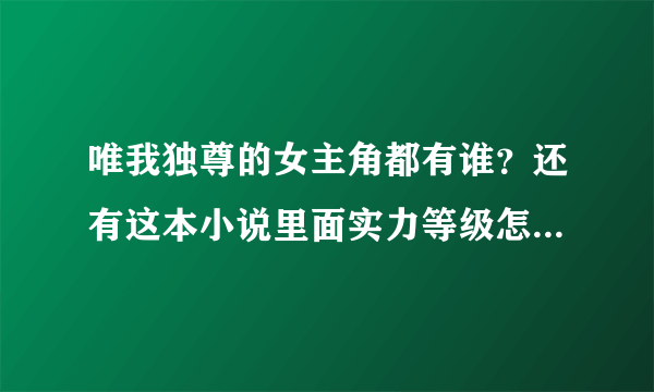 唯我独尊的女主角都有谁？还有这本小说里面实力等级怎么分的？