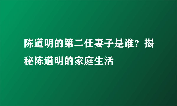 陈道明的第二任妻子是谁？揭秘陈道明的家庭生活