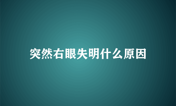 突然右眼失明什么原因