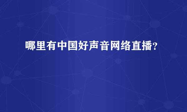 哪里有中国好声音网络直播？