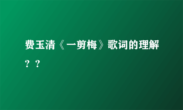 费玉清《一剪梅》歌词的理解？？