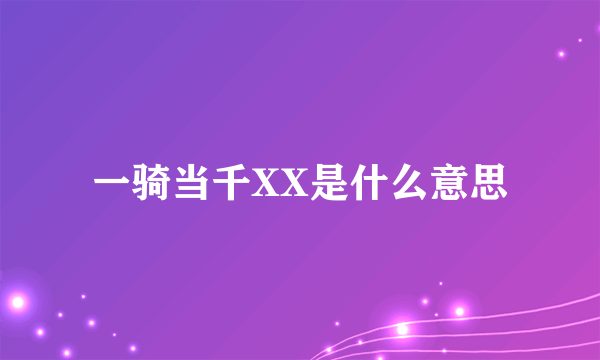 一骑当千XX是什么意思