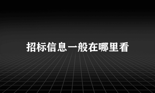 招标信息一般在哪里看