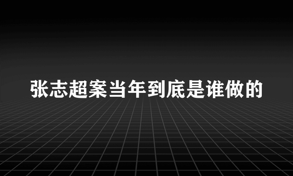 张志超案当年到底是谁做的