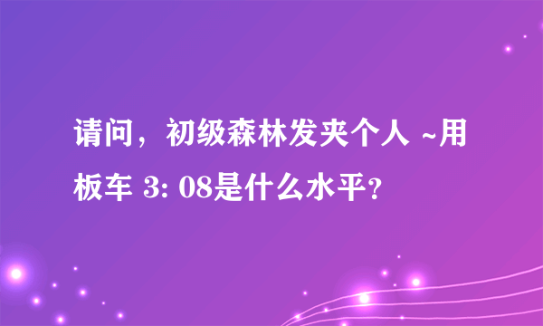 请问，初级森林发夹个人 ~用板车 3: 08是什么水平？