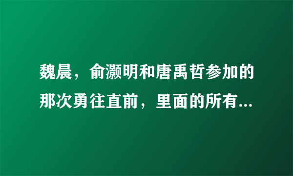 魏晨，俞灏明和唐禹哲参加的那次勇往直前，里面的所有歌曲的名字叫？