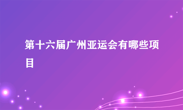 第十六届广州亚运会有哪些项目