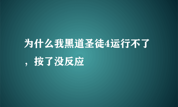 为什么我黑道圣徒4运行不了，按了没反应