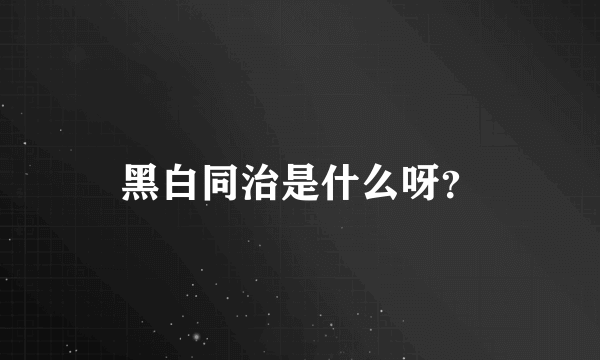 黑白同治是什么呀？