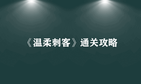 《温柔刺客》通关攻略