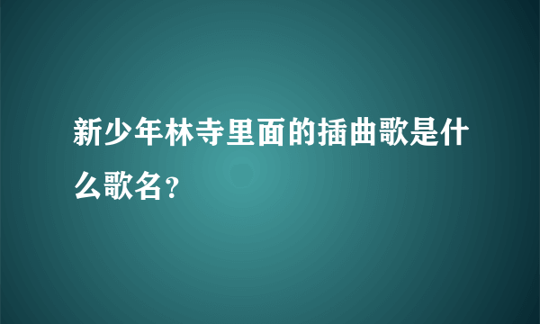 新少年林寺里面的插曲歌是什么歌名？